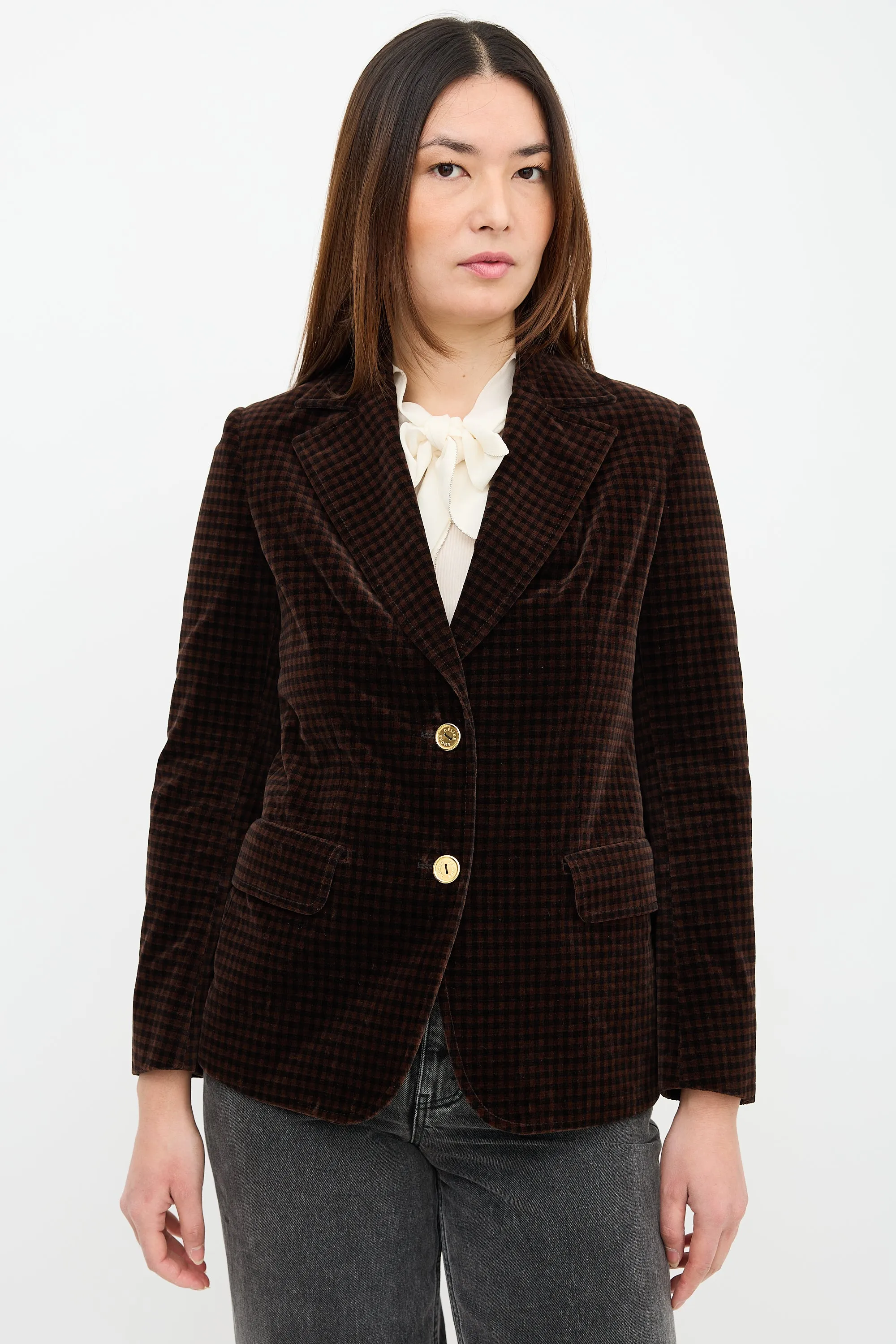 1970s Velvet Gingham Blazer