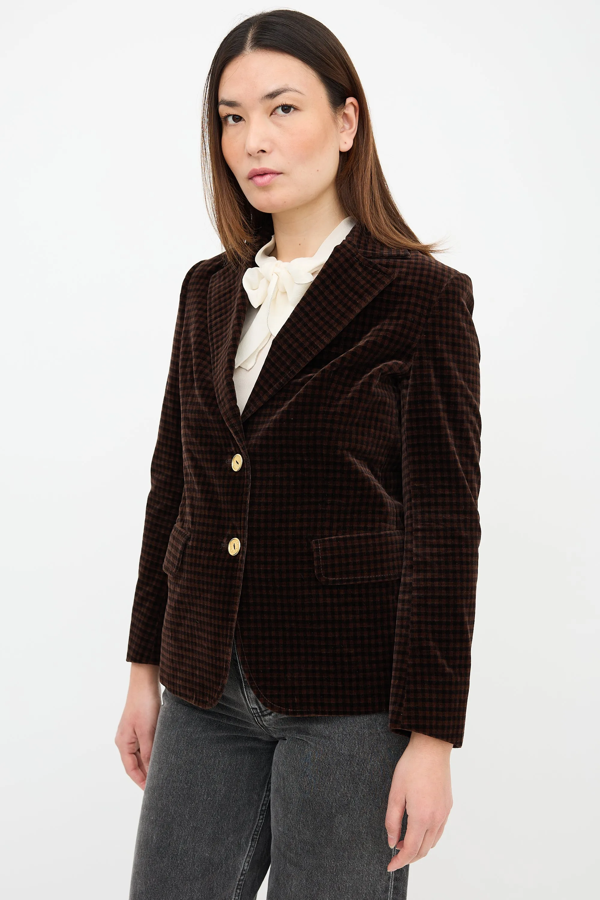 1970s Velvet Gingham Blazer