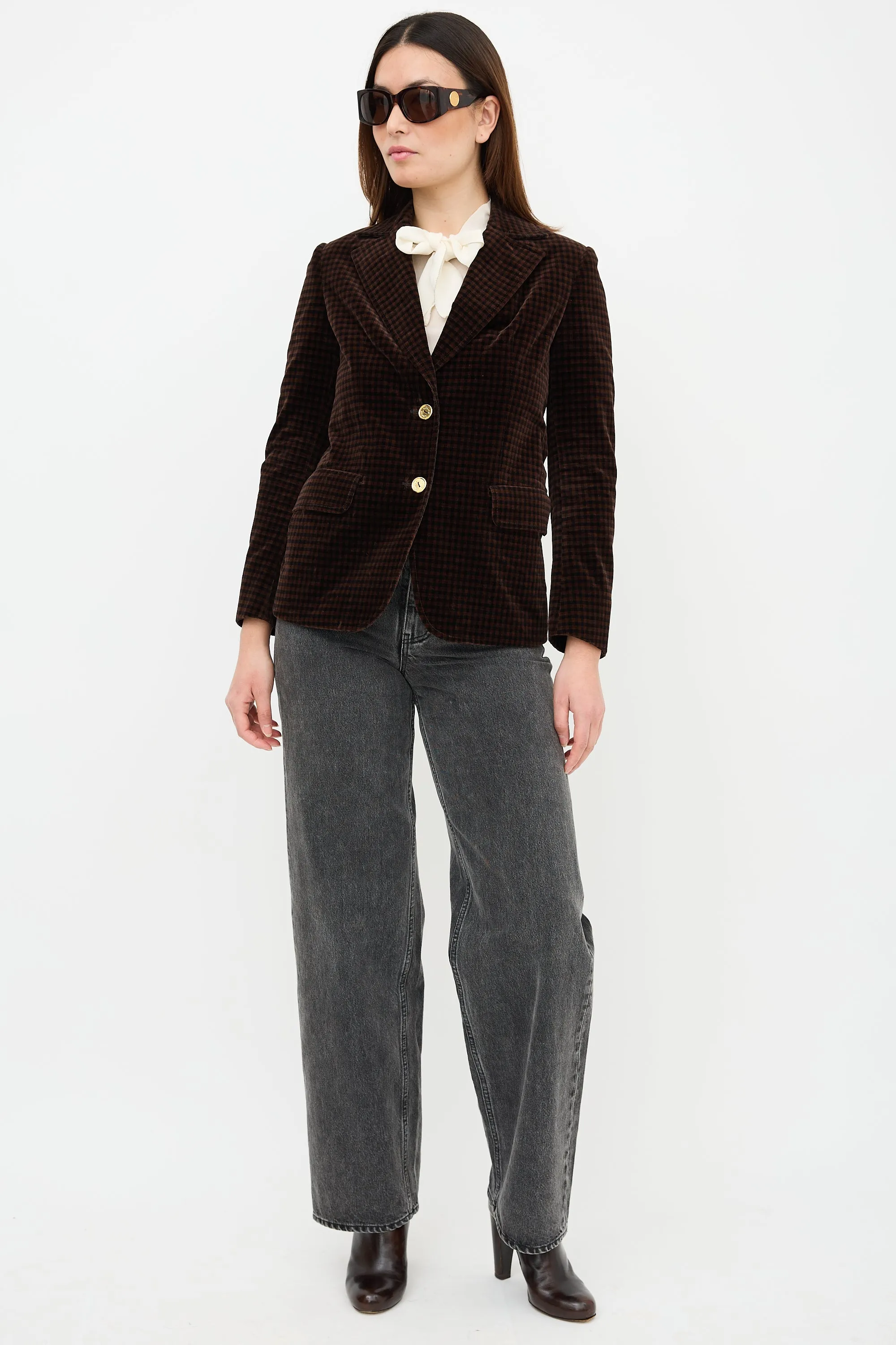 1970s Velvet Gingham Blazer