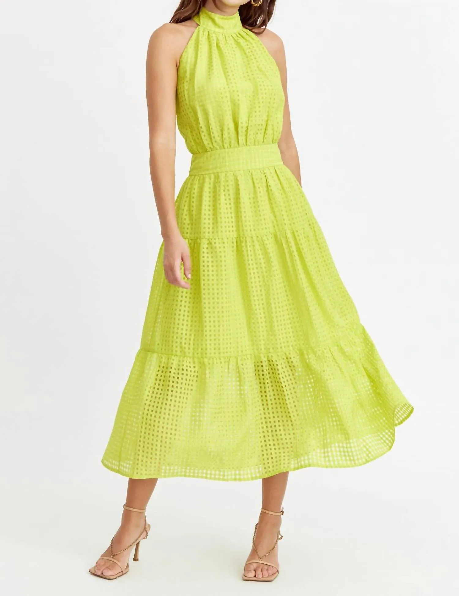 Adelyn Rae - Angel Seersucker Halter Dress