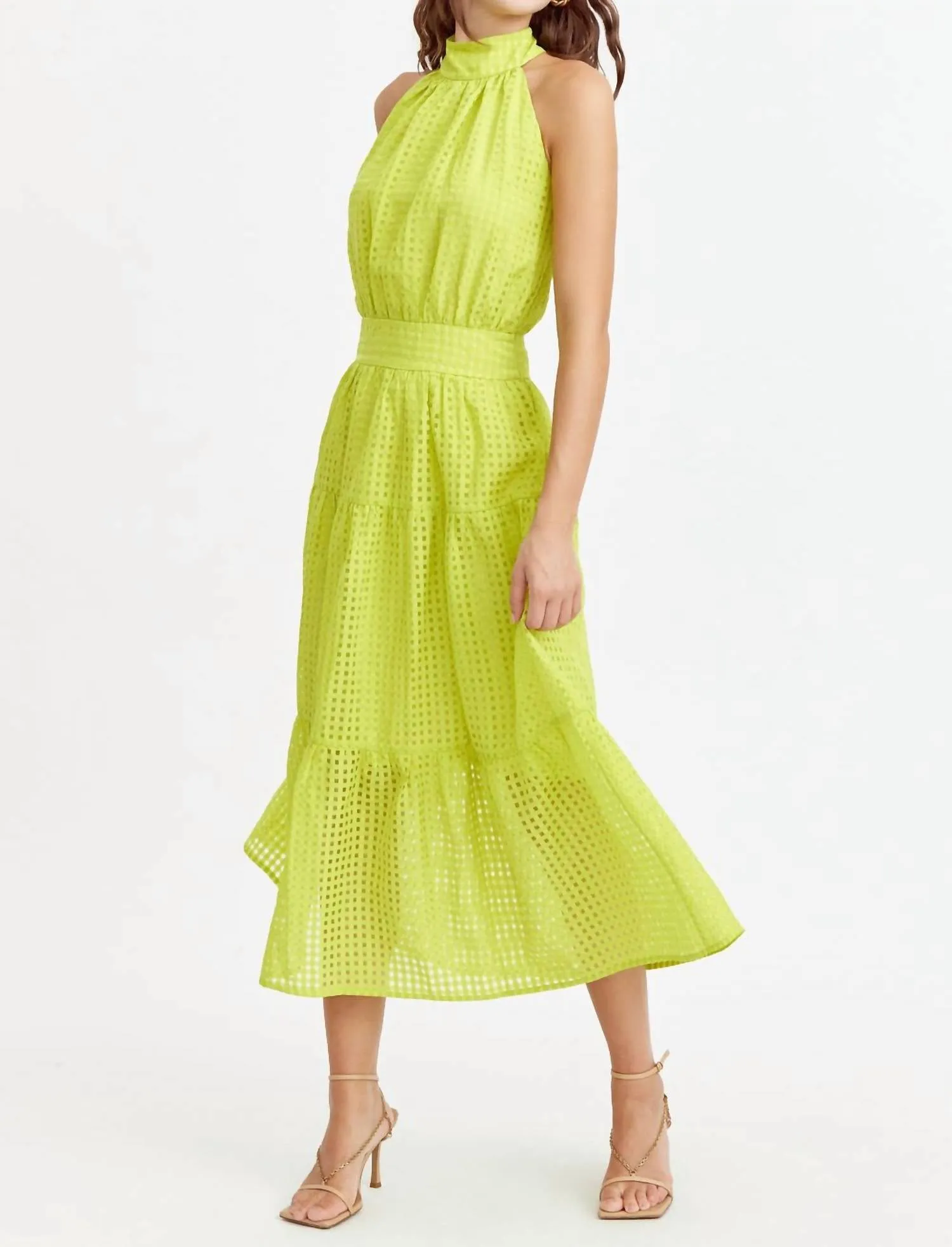 Adelyn Rae - Angel Seersucker Halter Dress