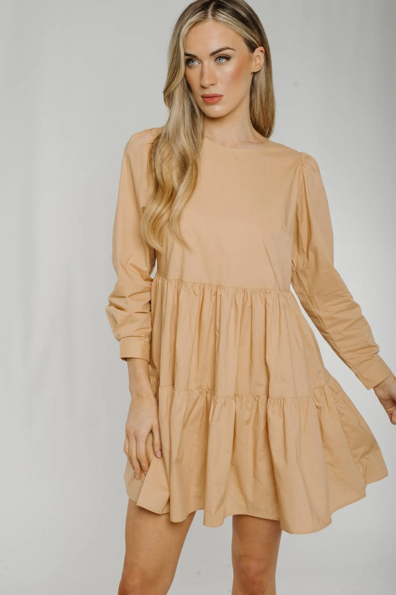 Ally Tiered Dress In Tan