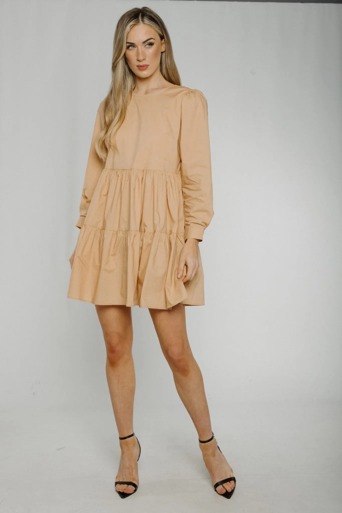 Ally Tiered Dress In Tan