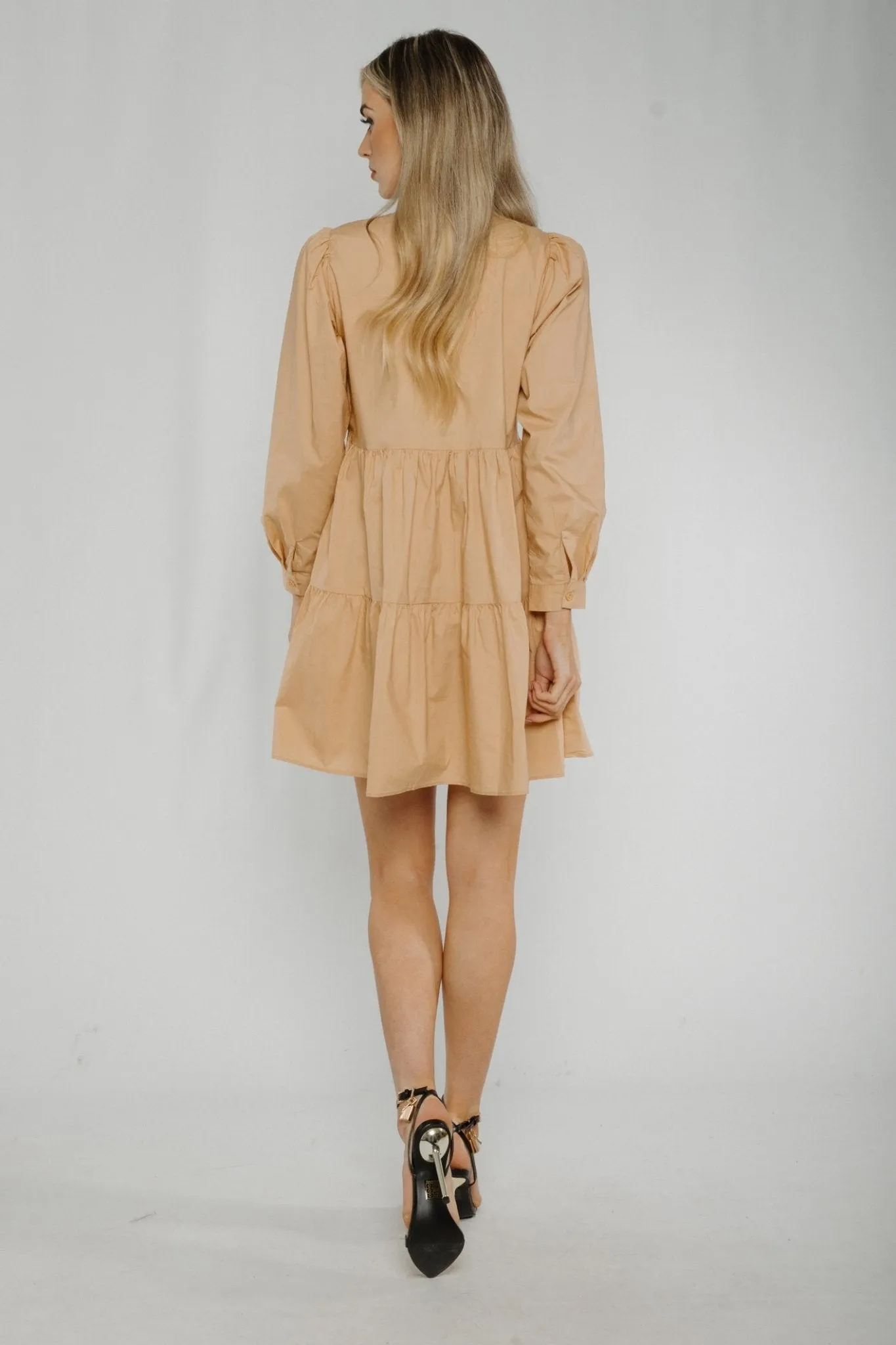 Ally Tiered Dress In Tan