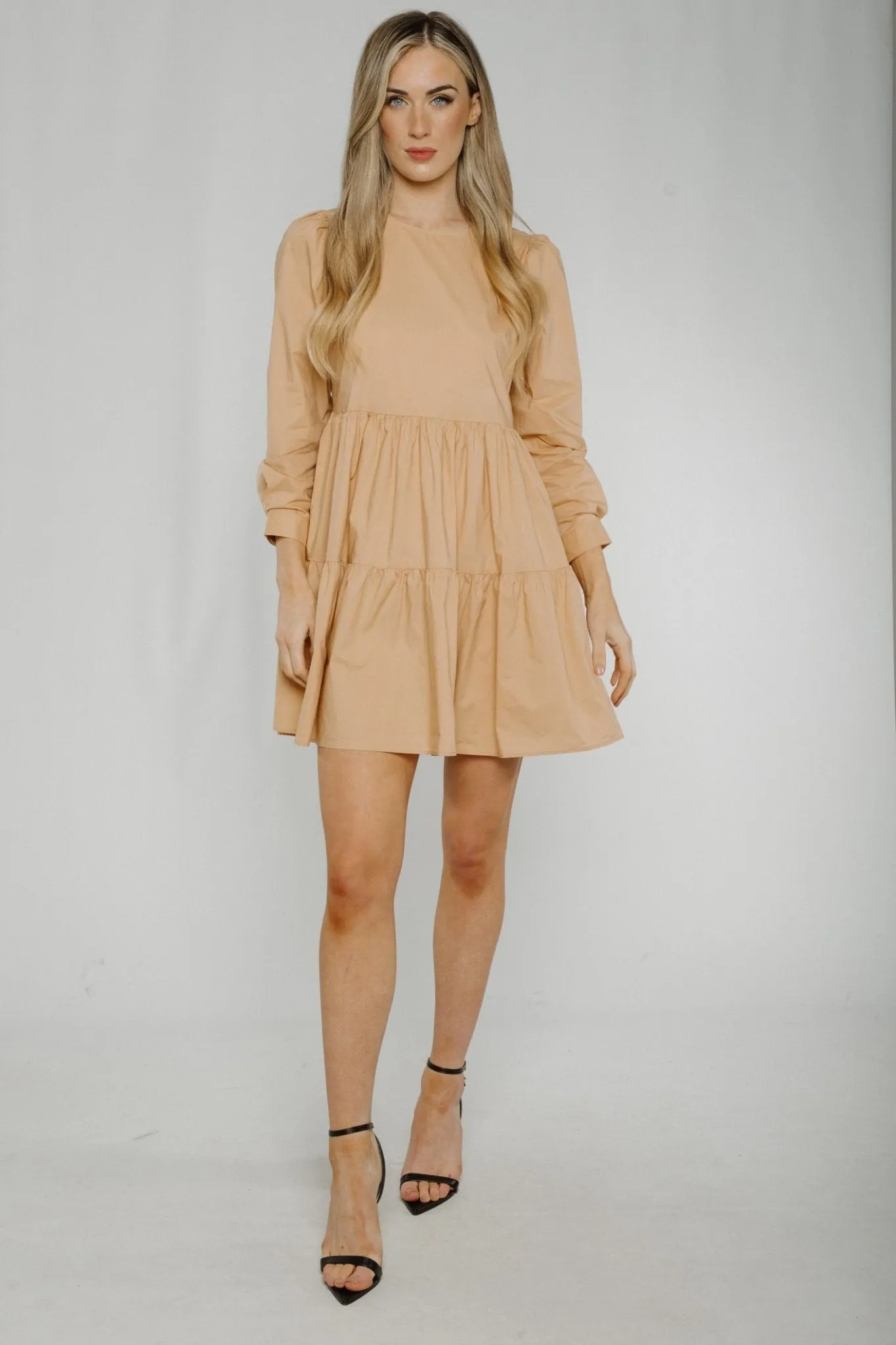 Ally Tiered Dress In Tan