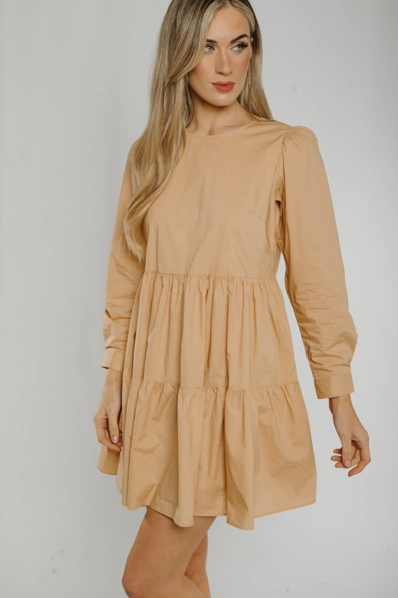 Ally Tiered Dress In Tan
