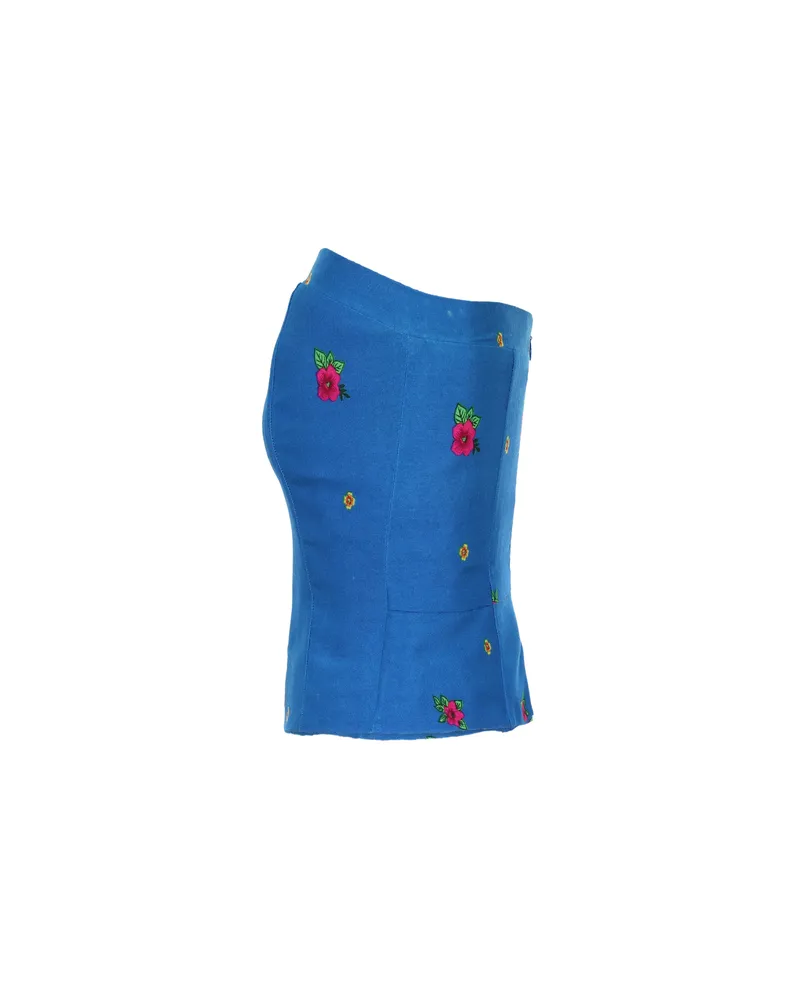 Blue Straight Corset small flower print
