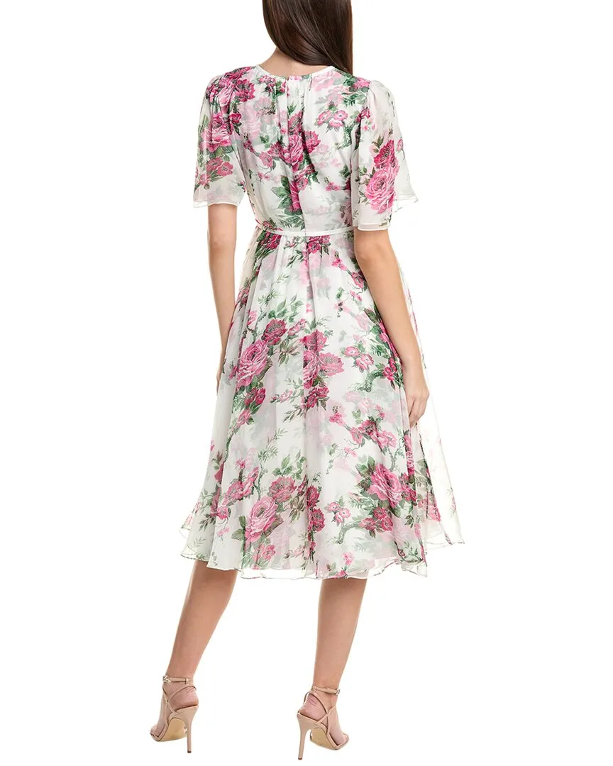 Carolina Herrera Gathered Crewneck Silk Midi Dress