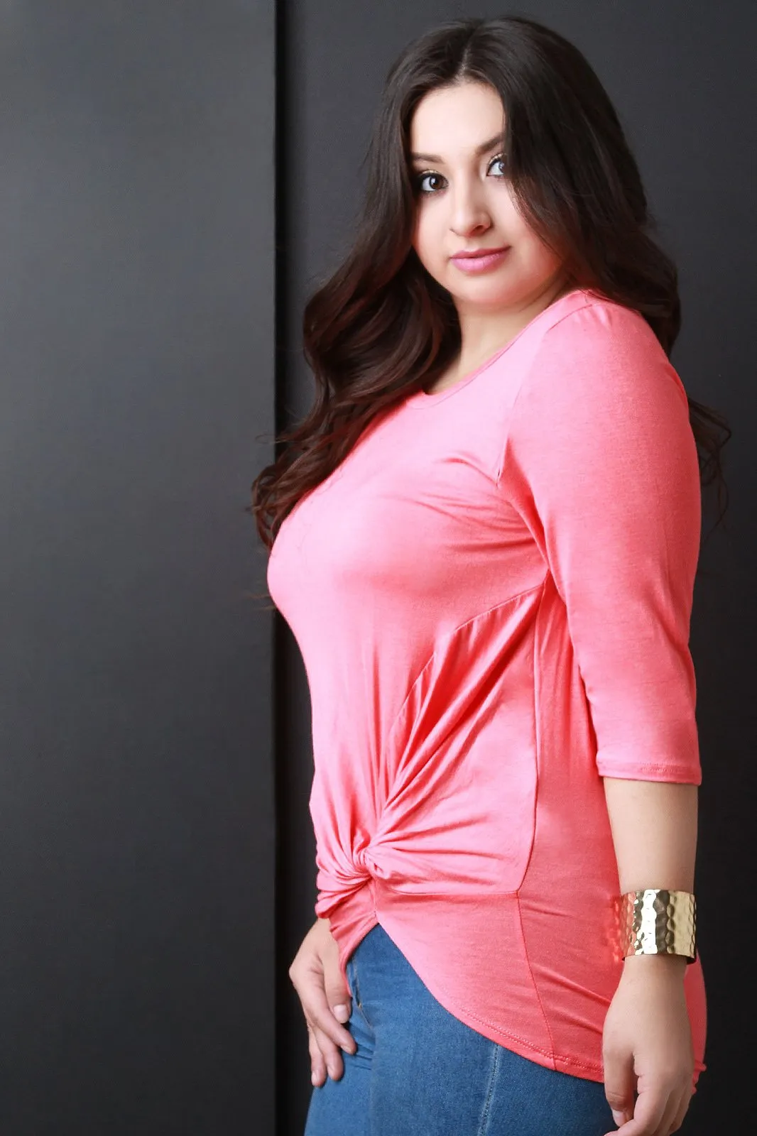 Casual Jersey Knit Knotted Twist Top
