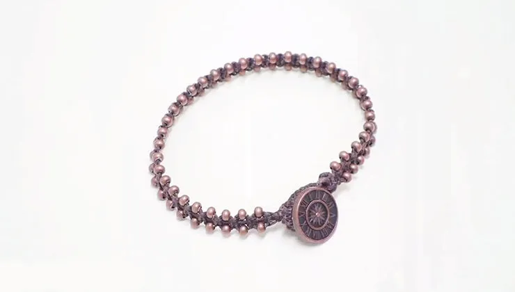 How to Make a Knotted Waxed Linen Wrap Bracelet (beads on the outside)