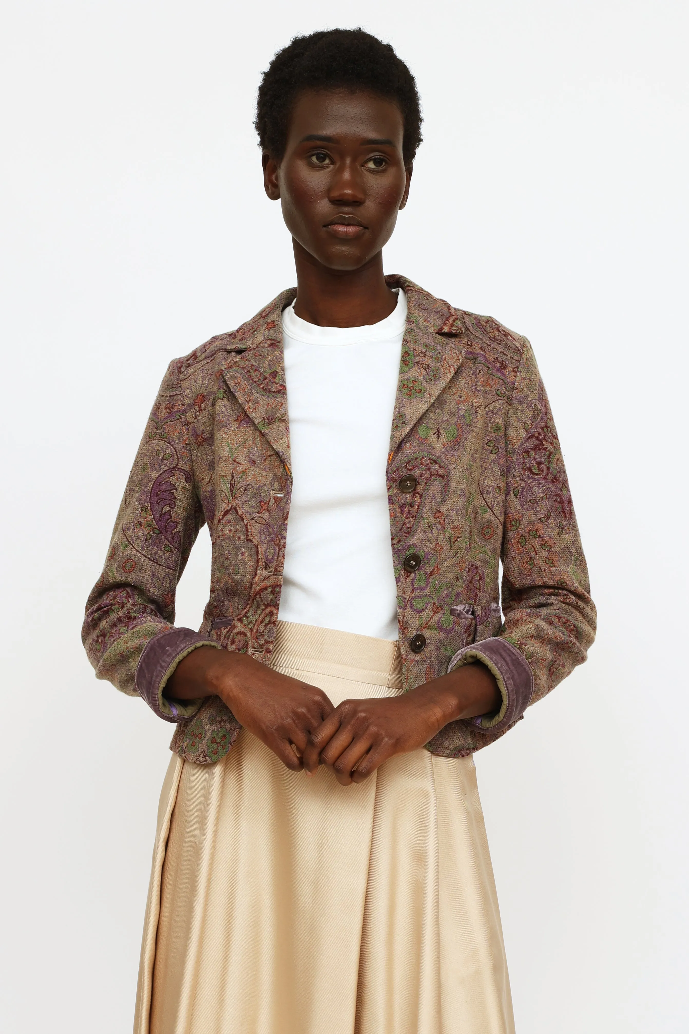 Milano Green & Purple Wool Blend Blazer