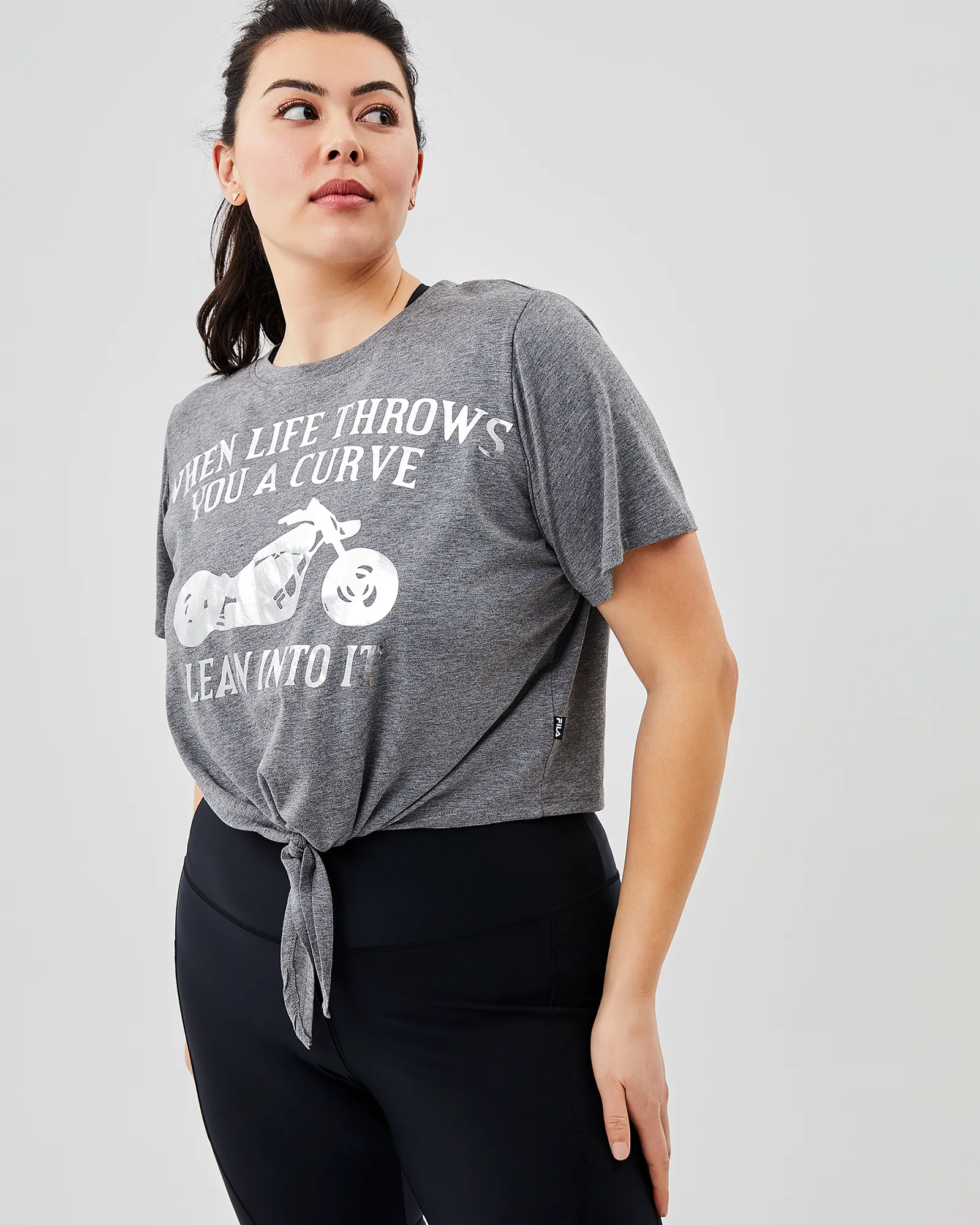 Naima Graphic Tee | Charcoal Grey / Silver