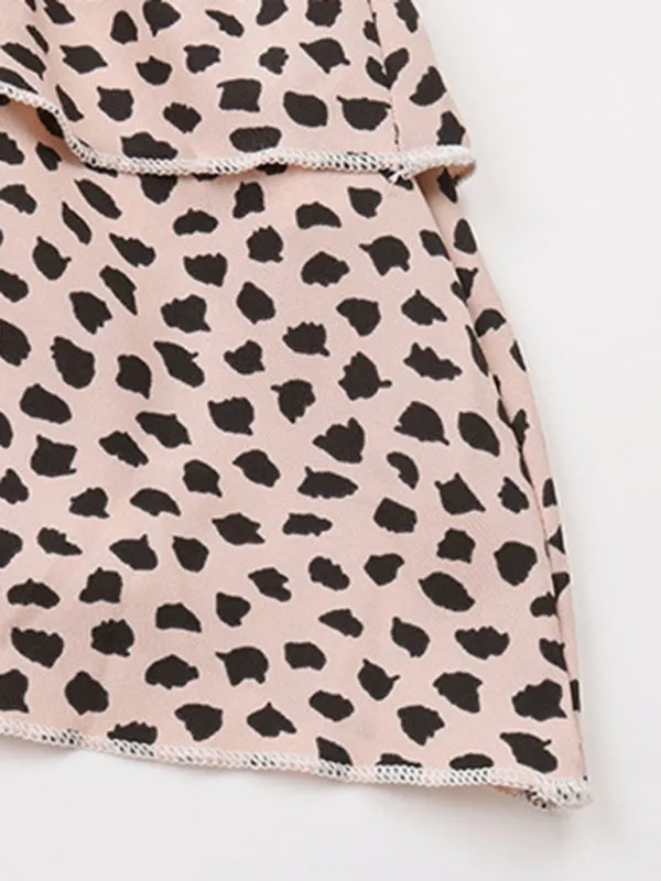 Peplum Blouse With Long Sleeves and Smocked Waist in Leopard Print