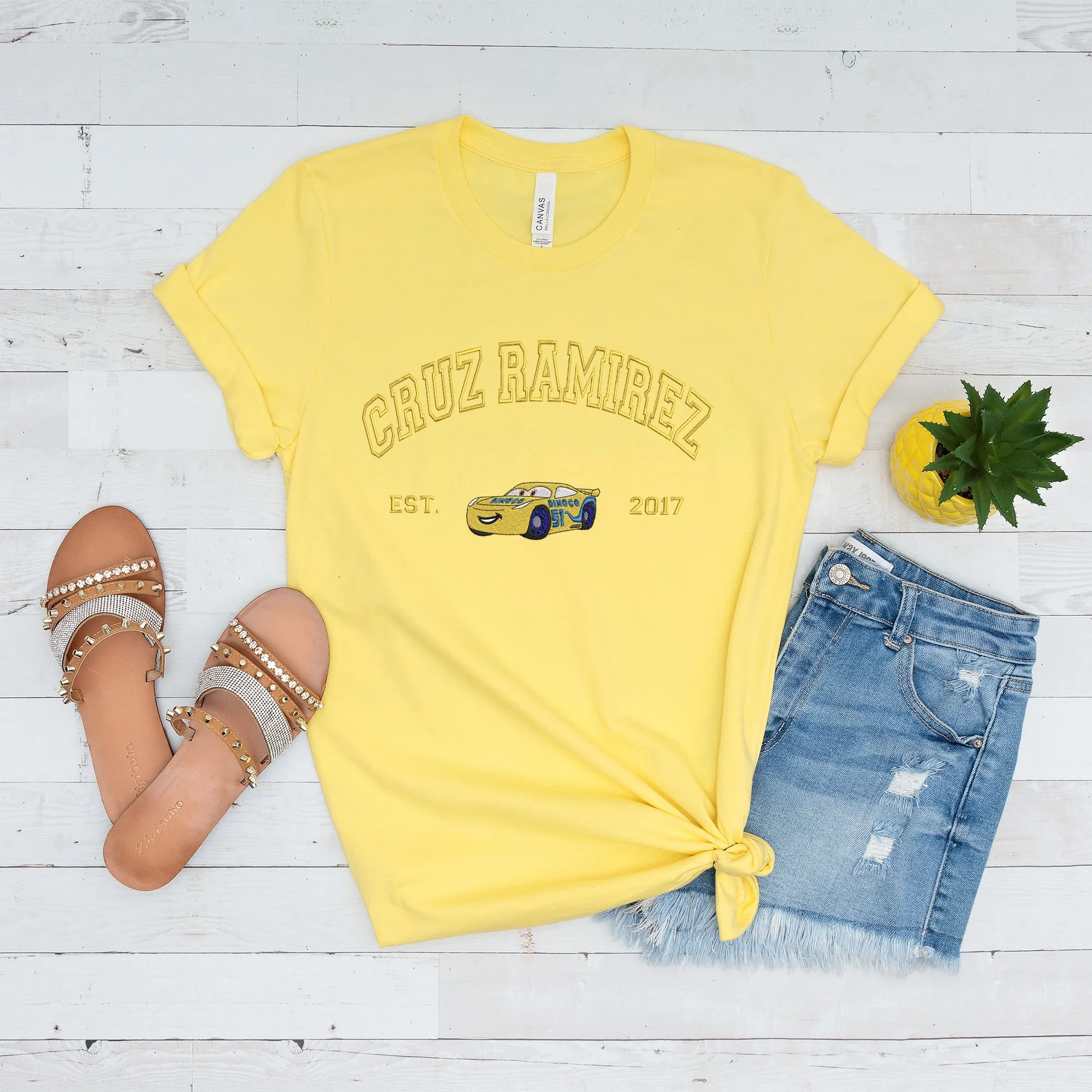 Personalized Disney Cars Cruz Ramirez Embroidered Adult T-shirt