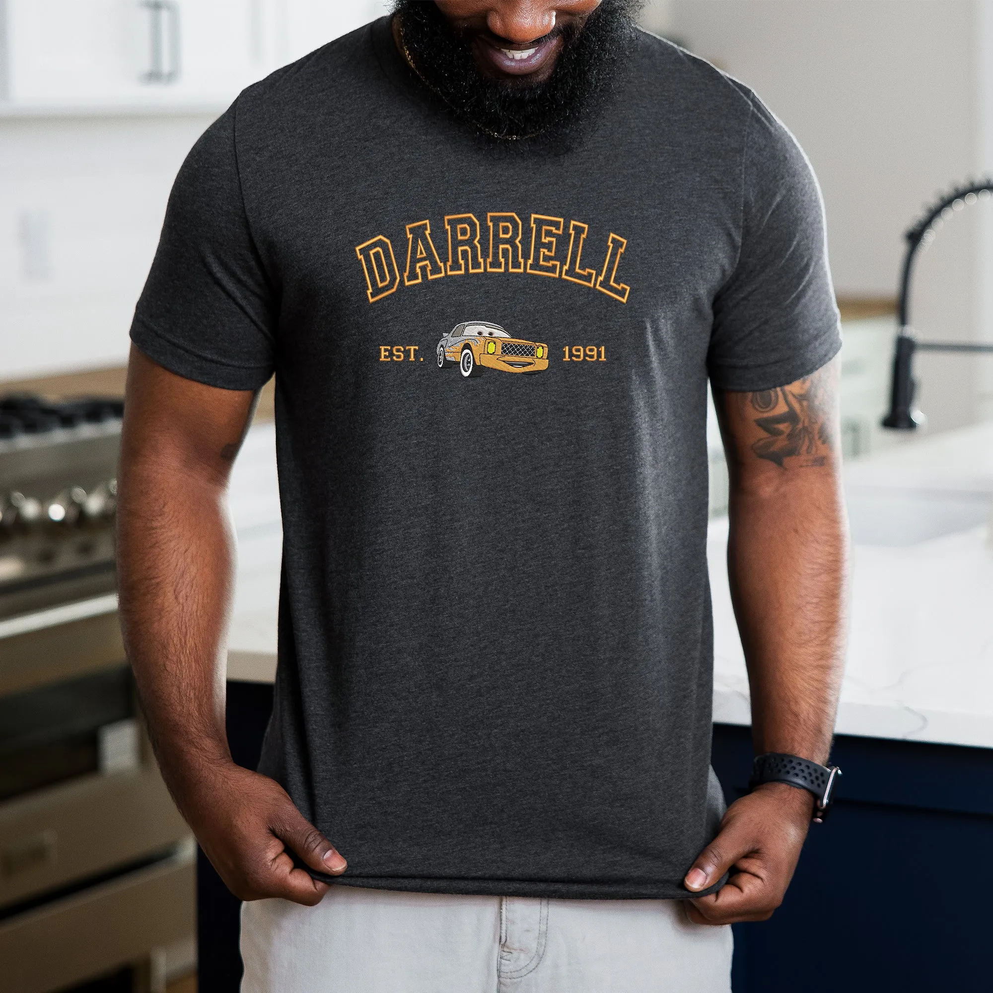 Personalized Disney Cars Darrell Embroidered Adult T-shirt