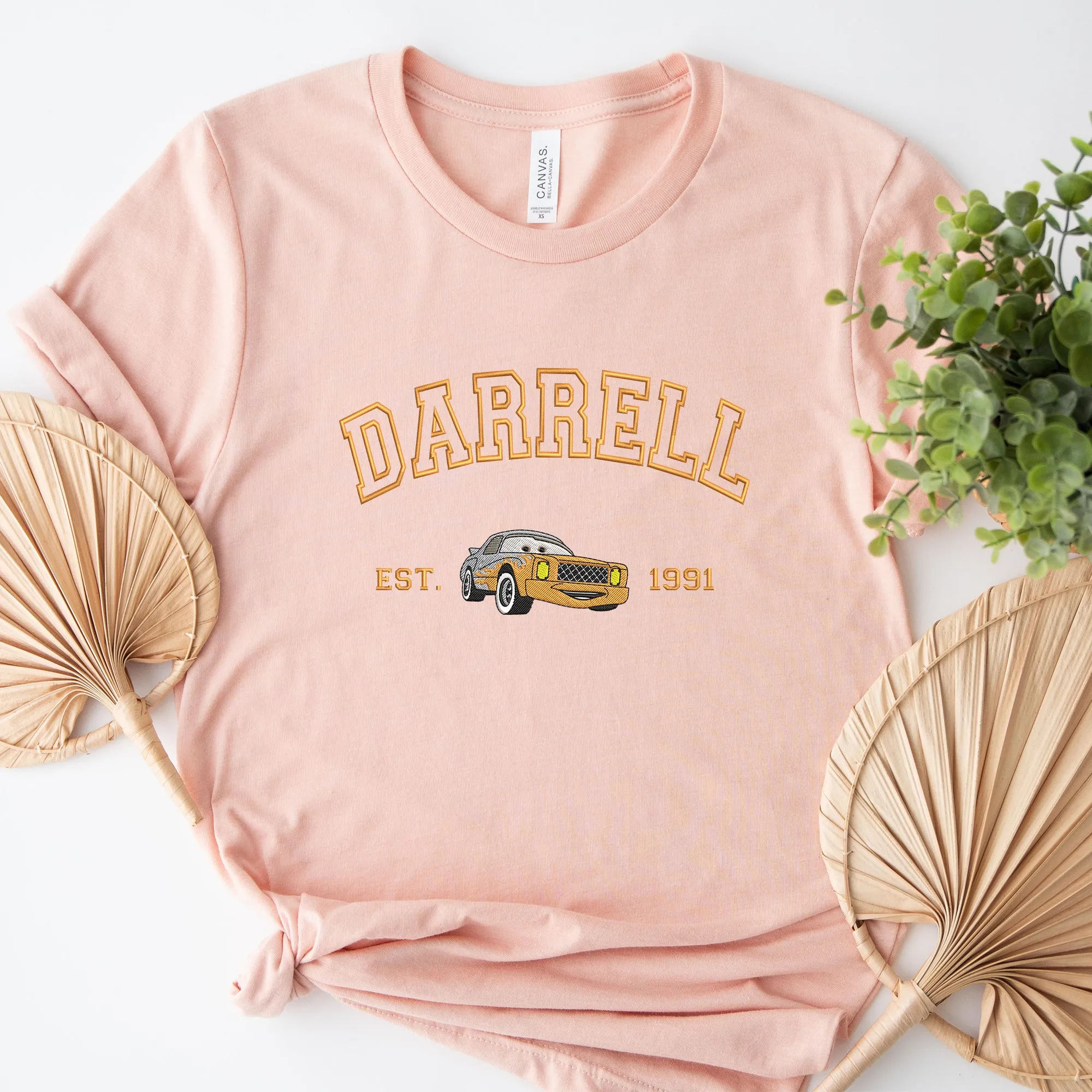 Personalized Disney Cars Darrell Embroidered Adult T-shirt