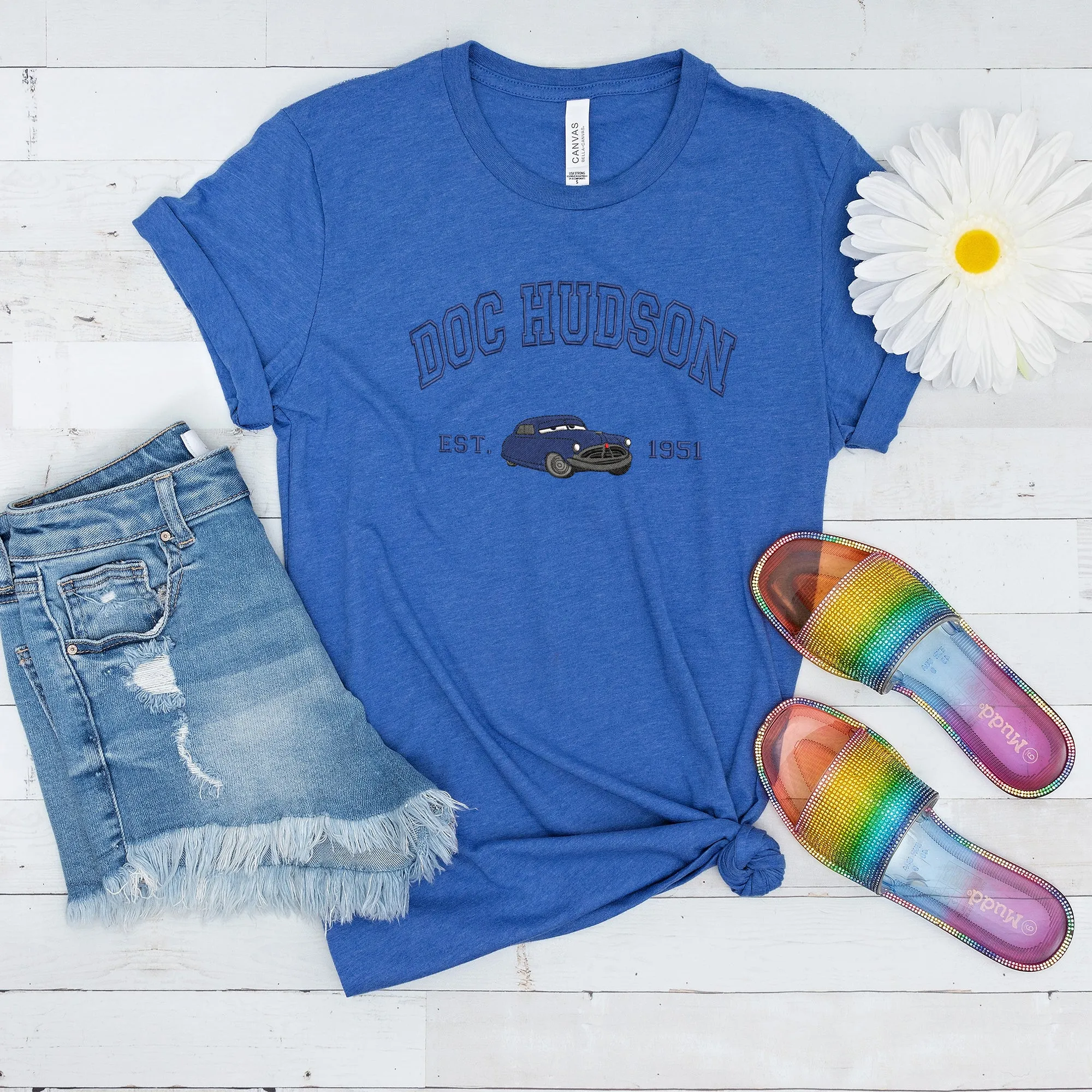 Personalized Disney Cars Doc Hudson Embroidered Adult T-shirt