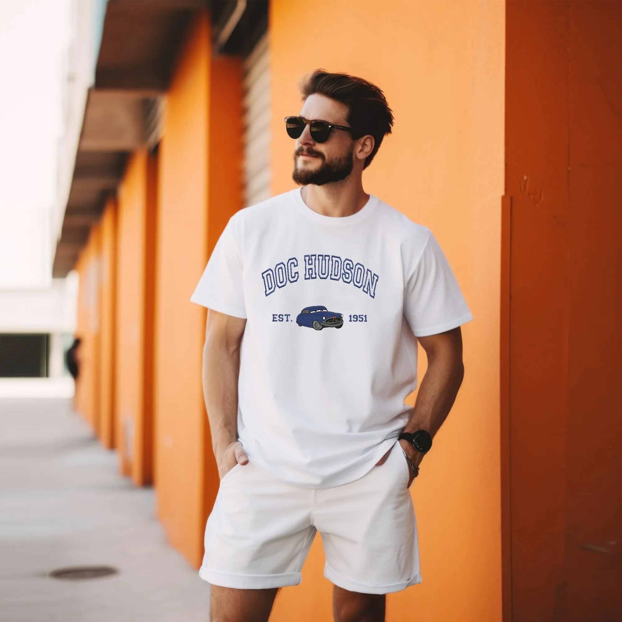 Personalized Disney Cars Doc Hudson Embroidered Adult T-shirt