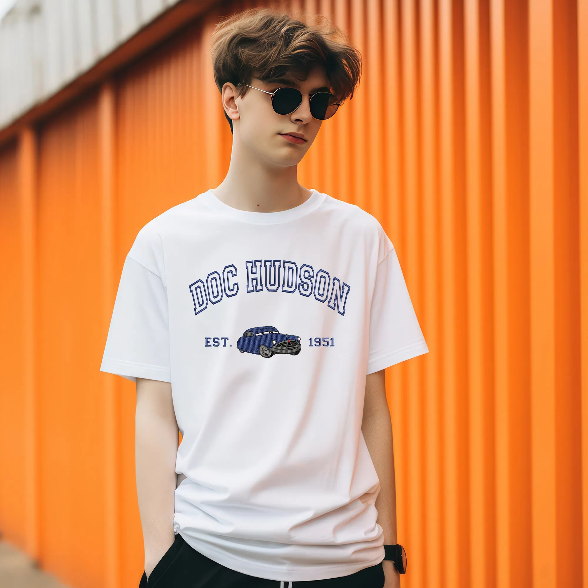 Personalized Disney Cars Doc Hudson Embroidered Adult T-shirt