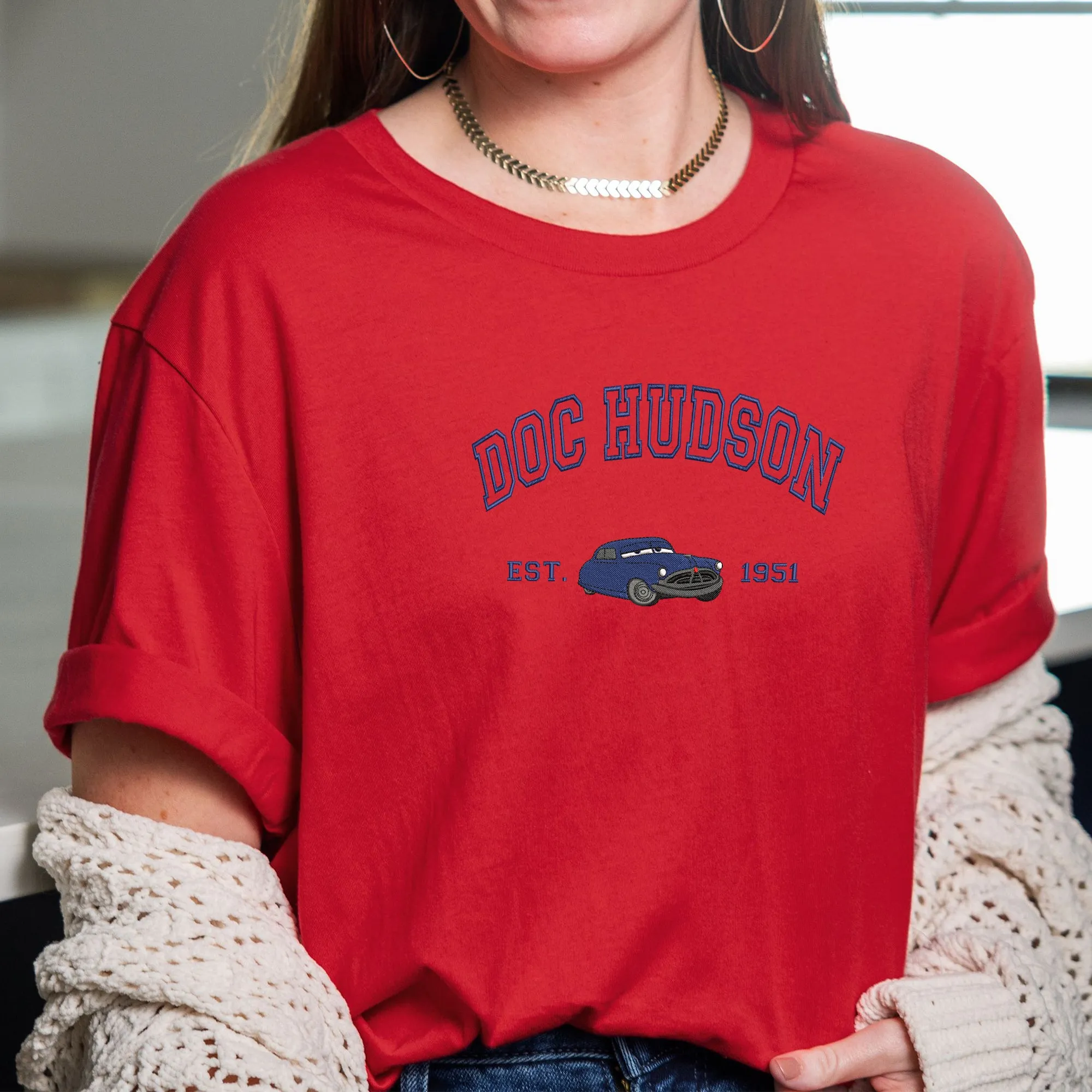 Personalized Disney Cars Doc Hudson Embroidered Adult T-shirt