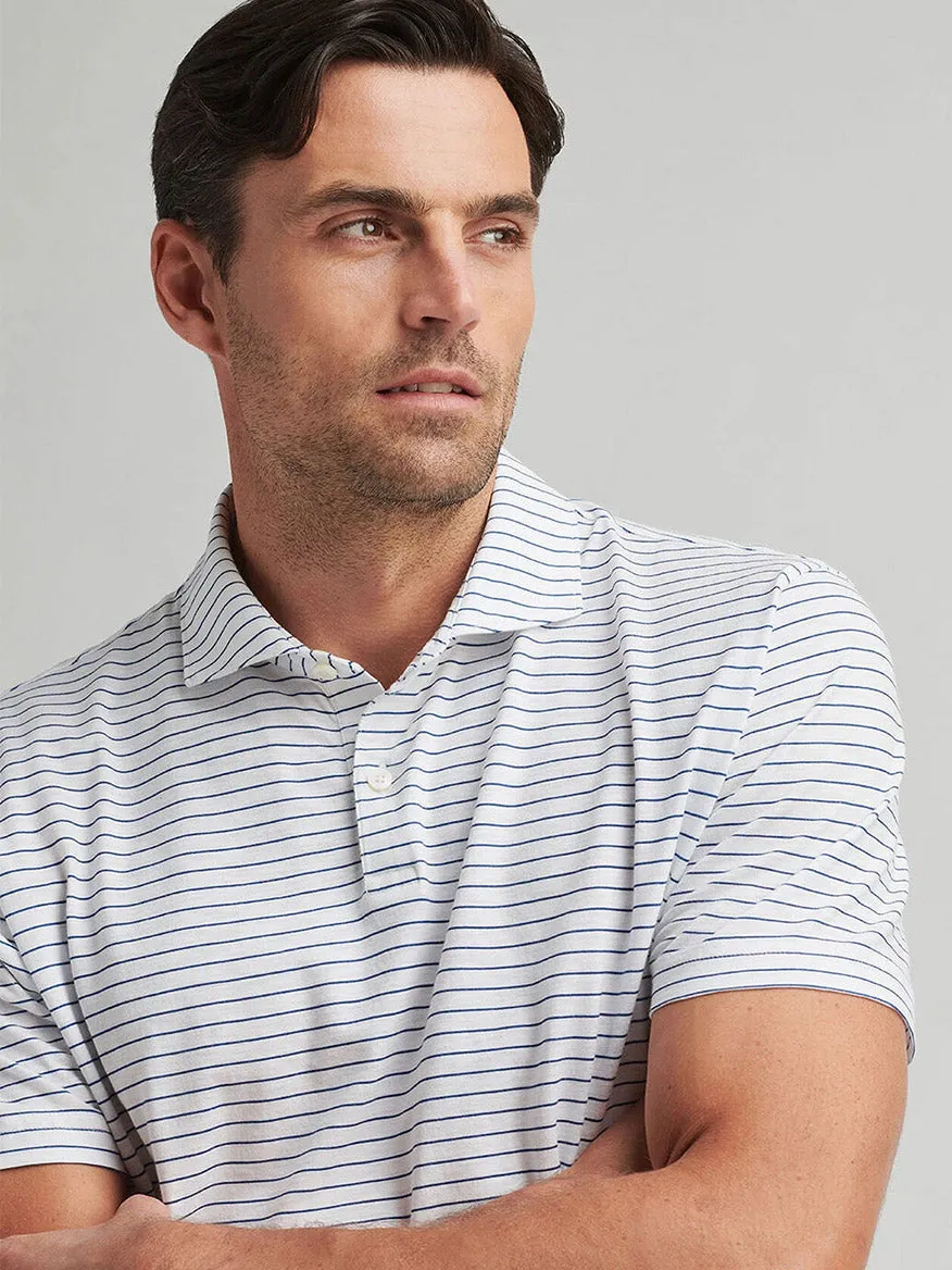 Peter Millar Journeyman Stripe Short-Sleeve Polo in White