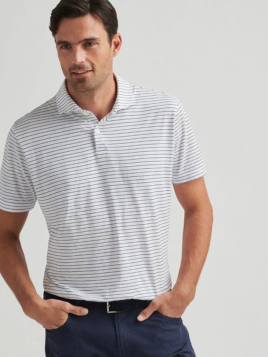 Peter Millar Journeyman Stripe Short-Sleeve Polo in White