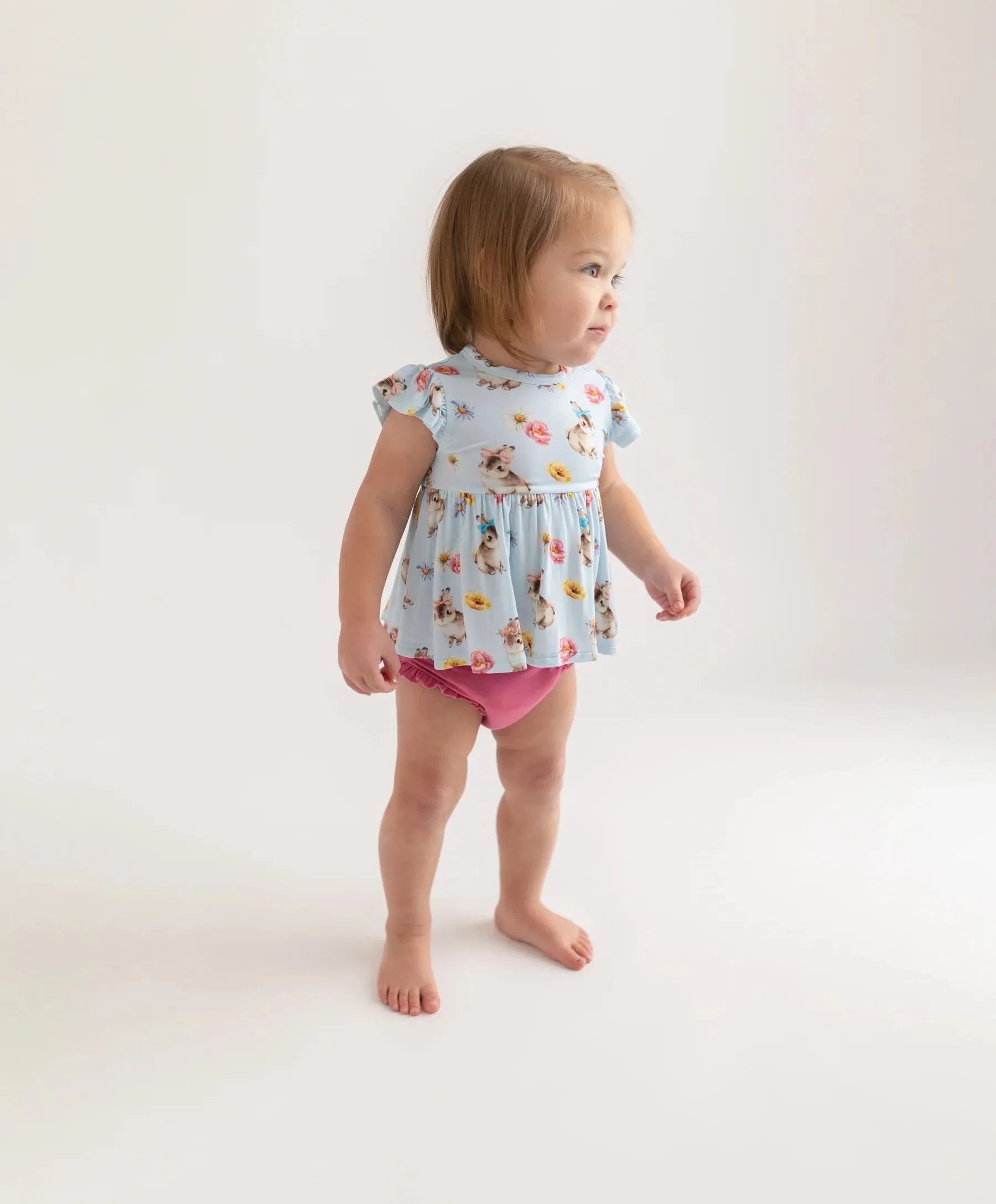 Posh Peanut Tinsley Jane - Ruffled Capsleeve Basic Peplum Top & Bloomer Set