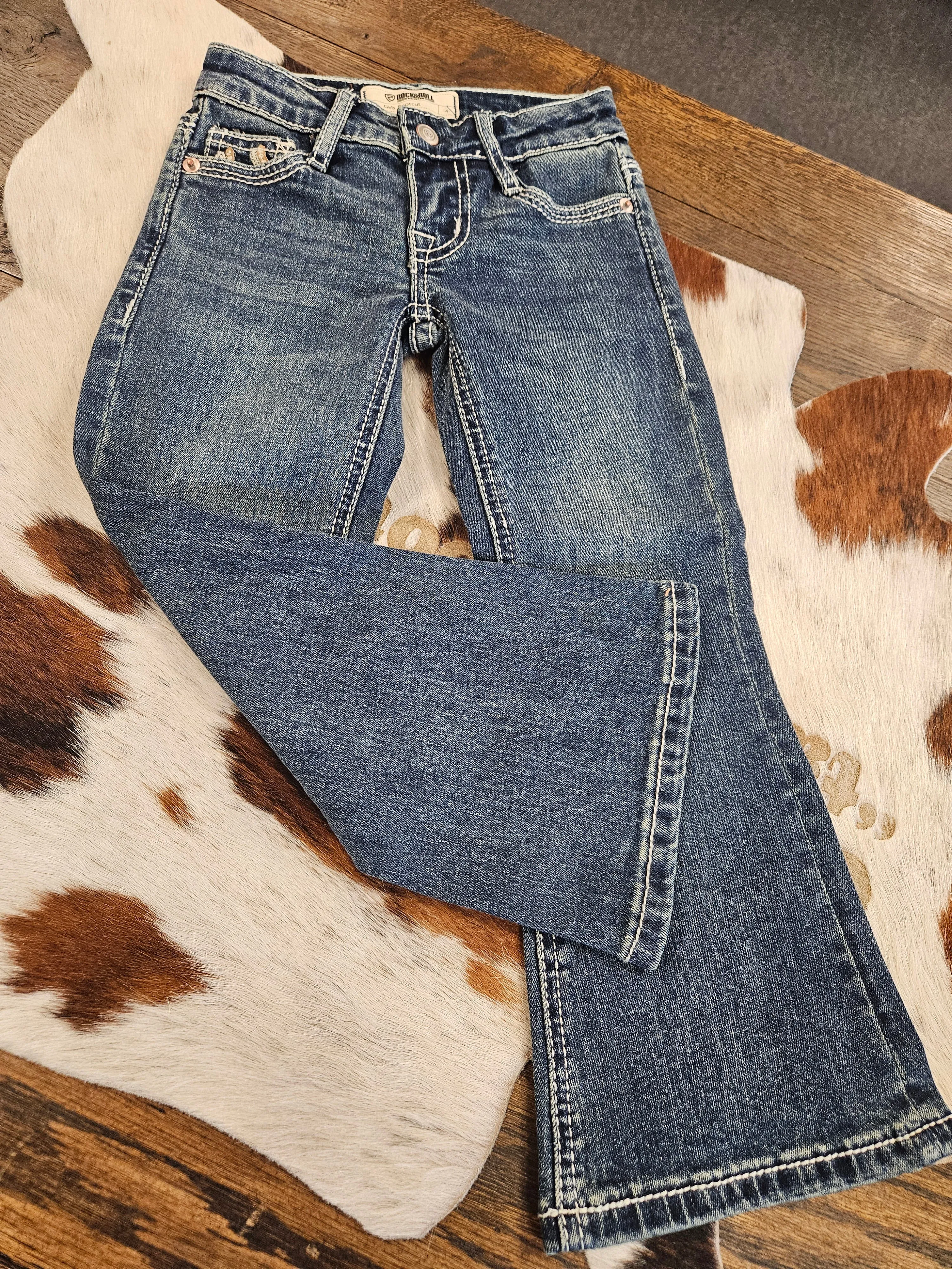 ROCK & ROLL GIRLS HORSE EMB BOOTCUT JEANS