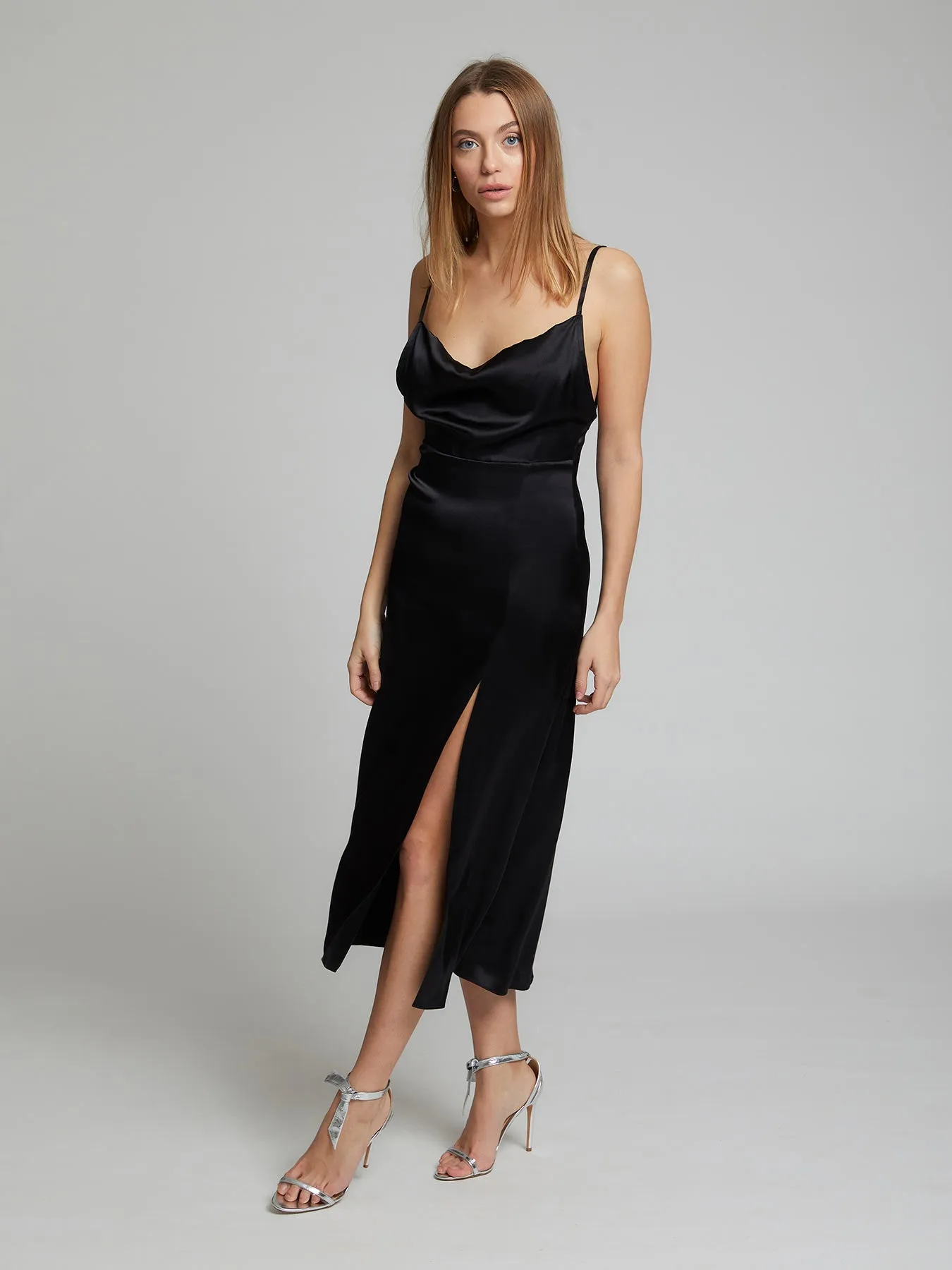 Selah silk dress in black