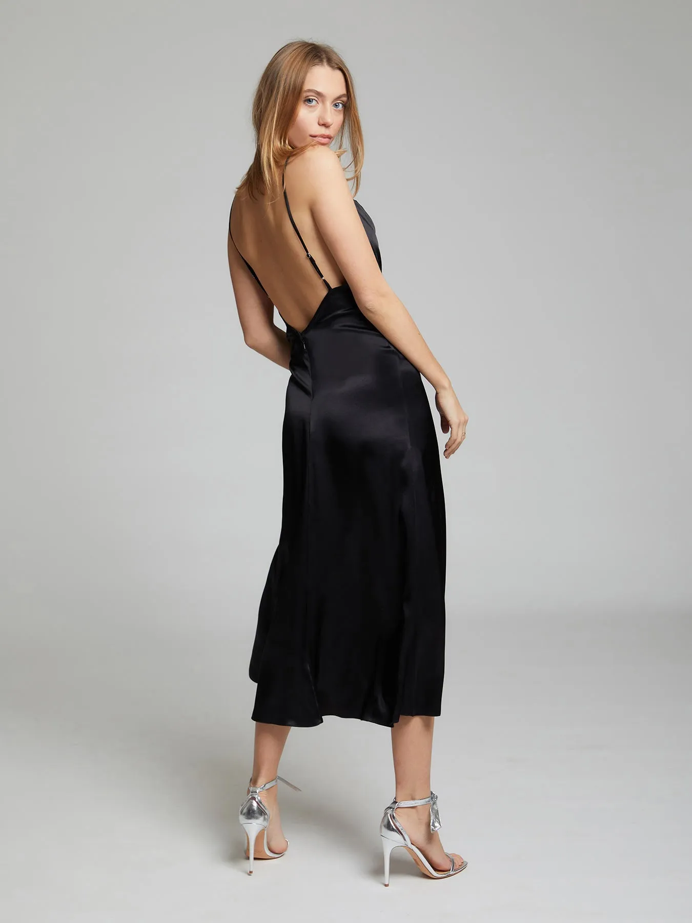 Selah silk dress in black
