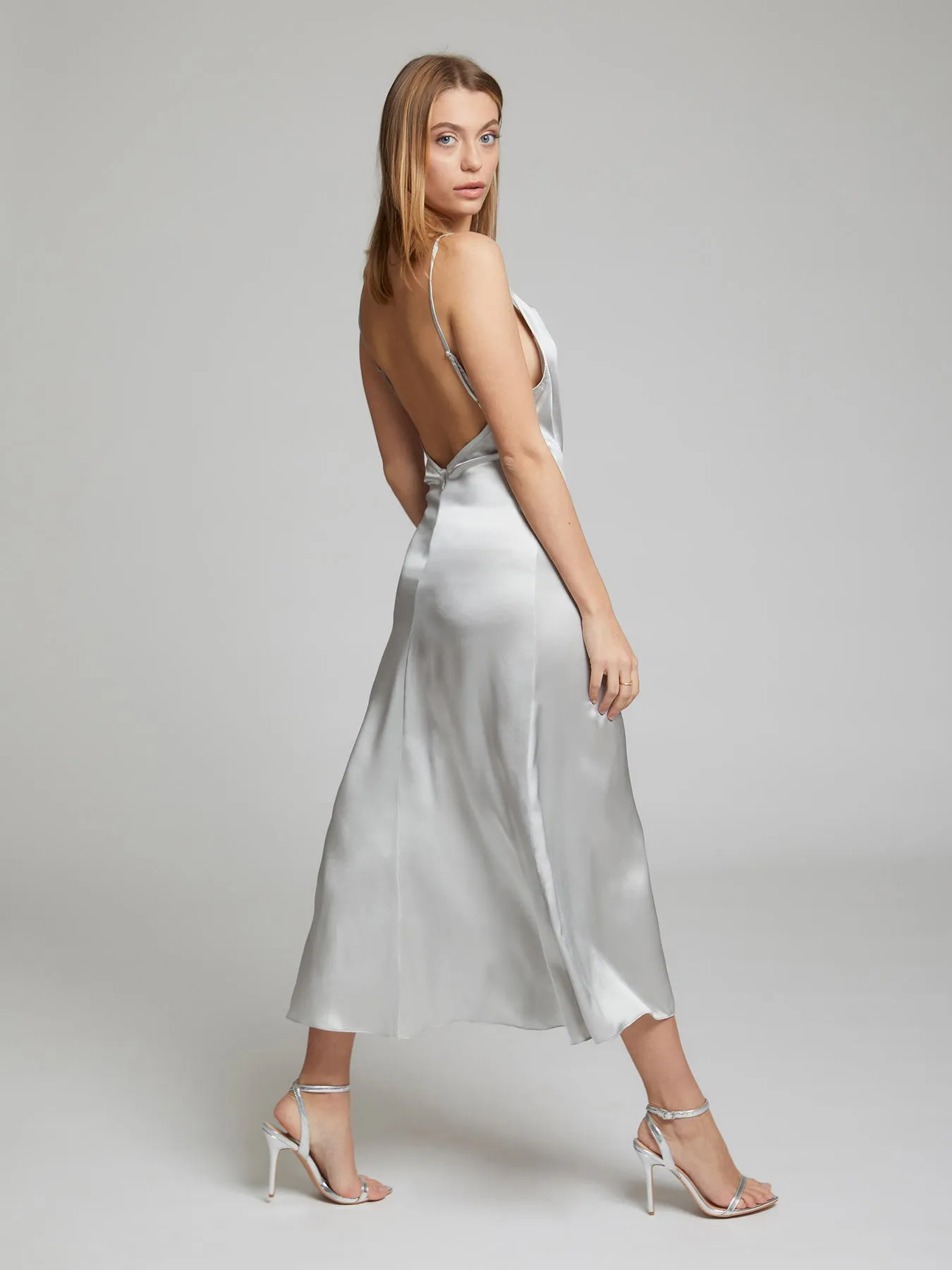 Selah silk dress in silver