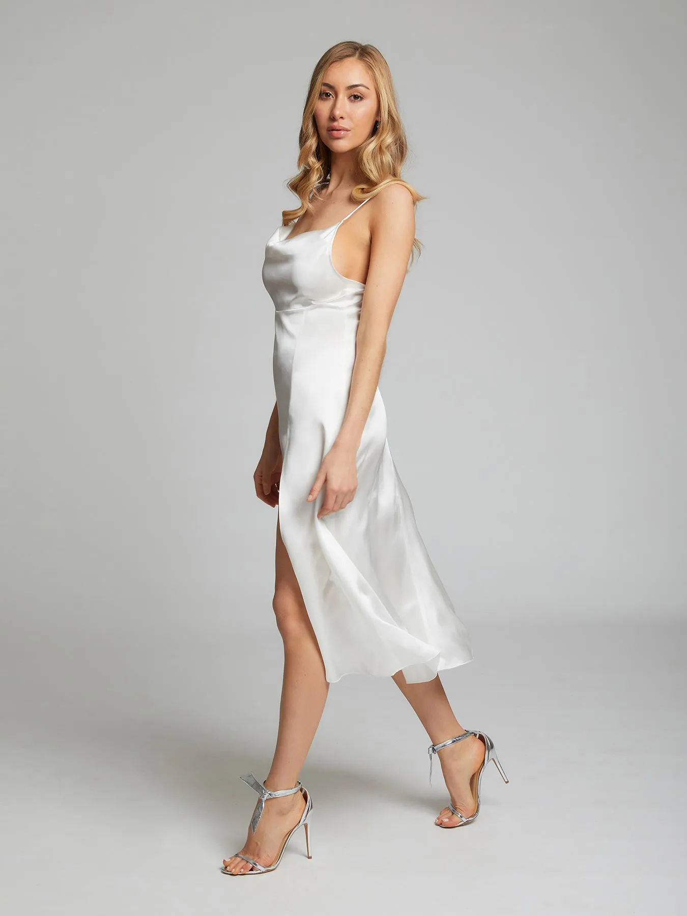 Selah silk dress in white