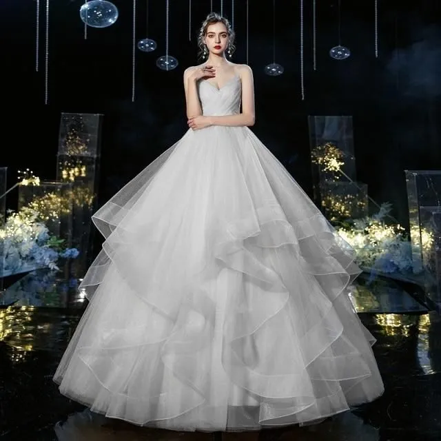 Sexy Spaghetti Straps Wedding Dress Ball Gown