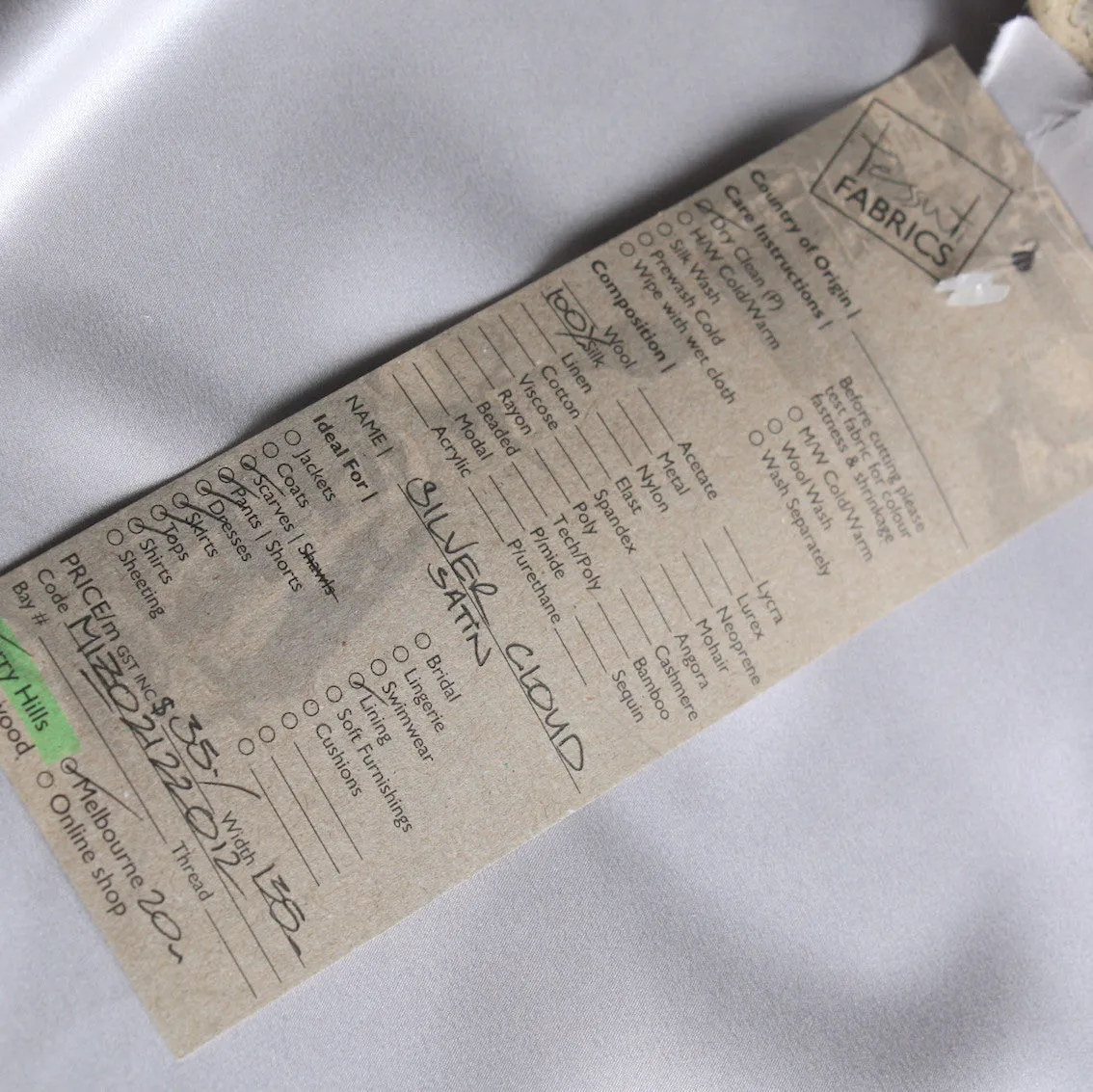 Silver Cloud Silk Satin