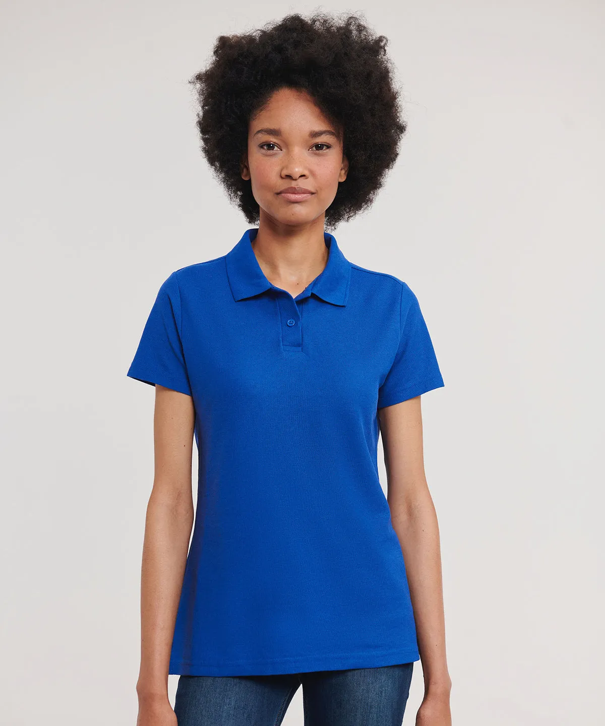 Womens classic polycotton polo | Light Oxford